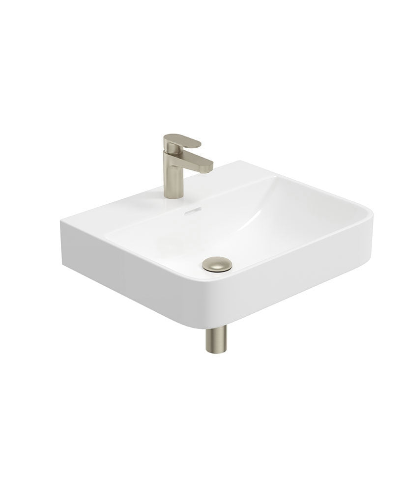 HORIZON Square 1 Tap Hole Wash Basin & Bottle Trap Brushed Nickel