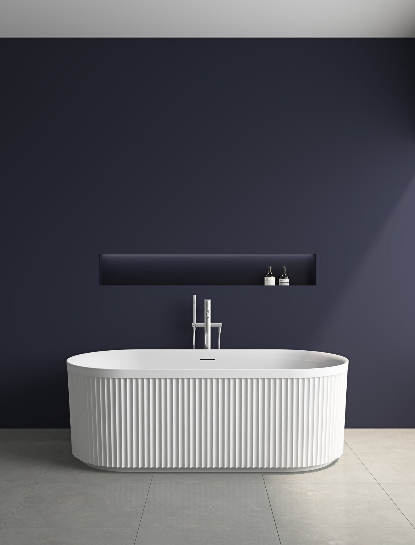 Avara Fluted  Freestanding Bath Matt Sage Green