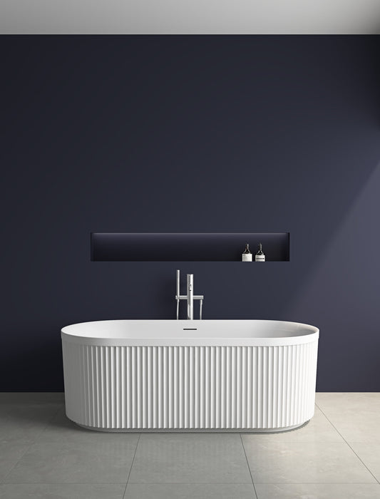 Avara Fluted  Freestanding Bath Matt Sage Green