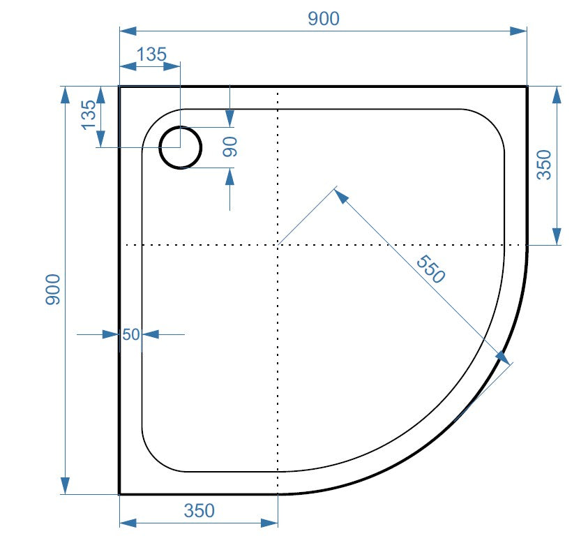 SLIM SHOWER QUAD TRAY CORNER NO WASTE