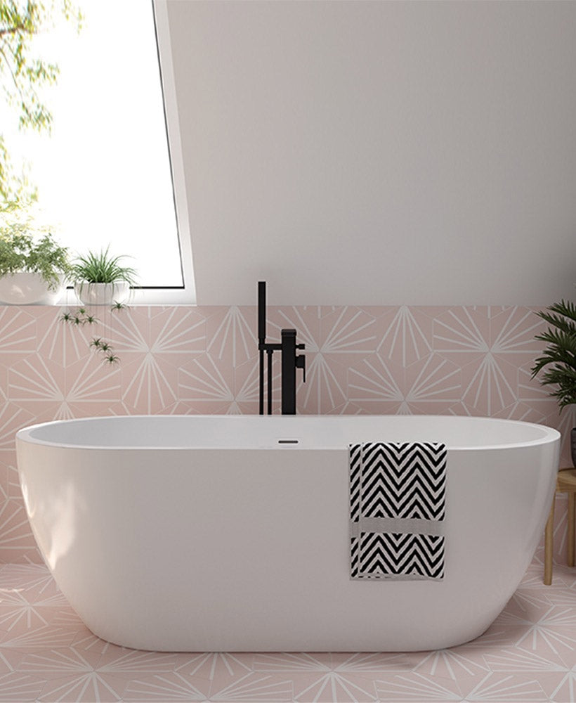 ANDREA Freestanding Bath white including Waste and Overflow