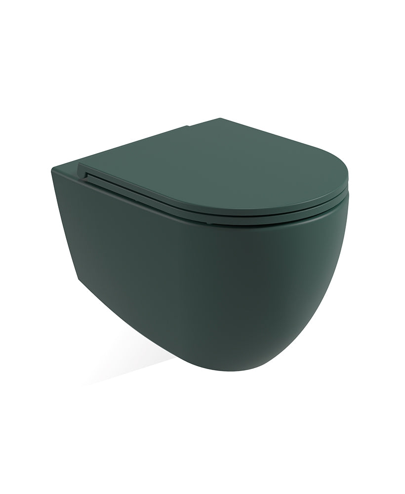 AVANTI Rimless Wall Hung WC & Soft Close Seat Forest Green