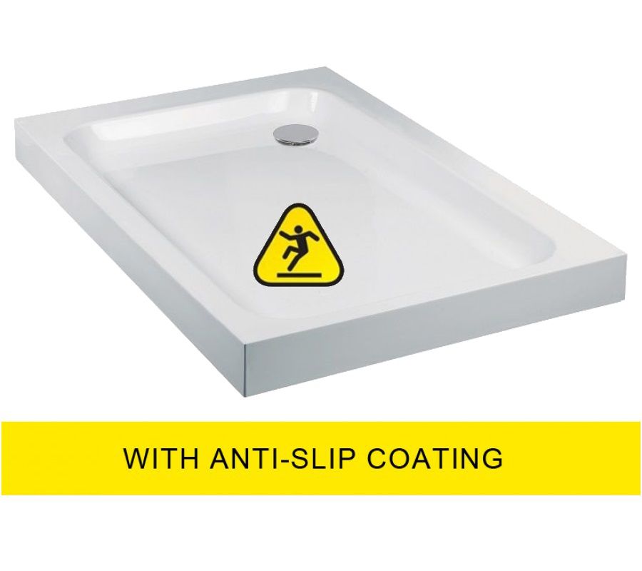 ULTRACAST Rectangle Anti Slip No Upstand Shower Tray White