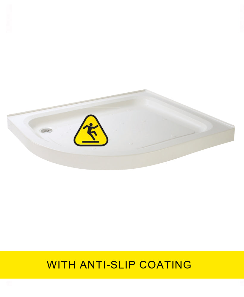 ULTRACAST Offset Quadrant Left Hand Anti Slip No Upstand Shower Tray White