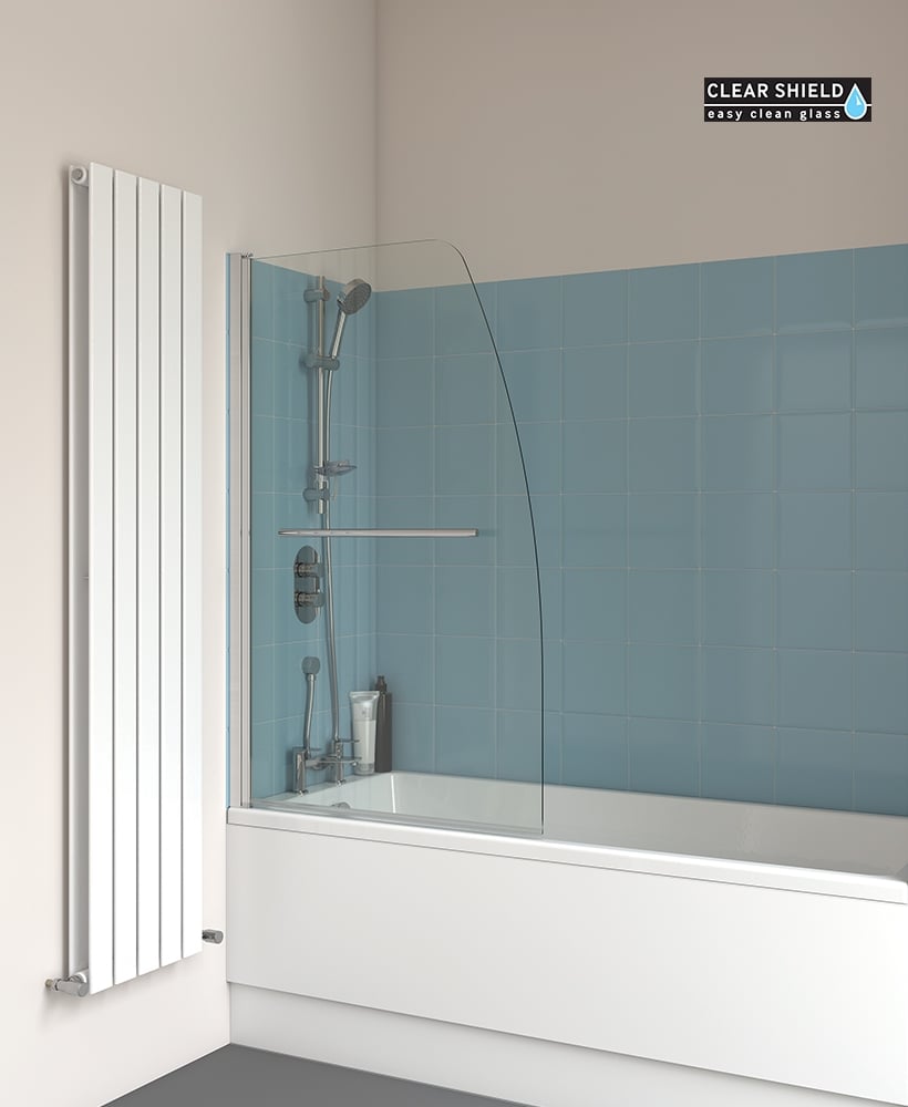 LUNAR SB3 Radius Bath Screen With Towel Rail Chrome