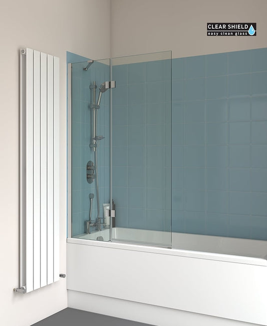 LUNAR SB6 Two Panel Hinged Bath Screen Chrome