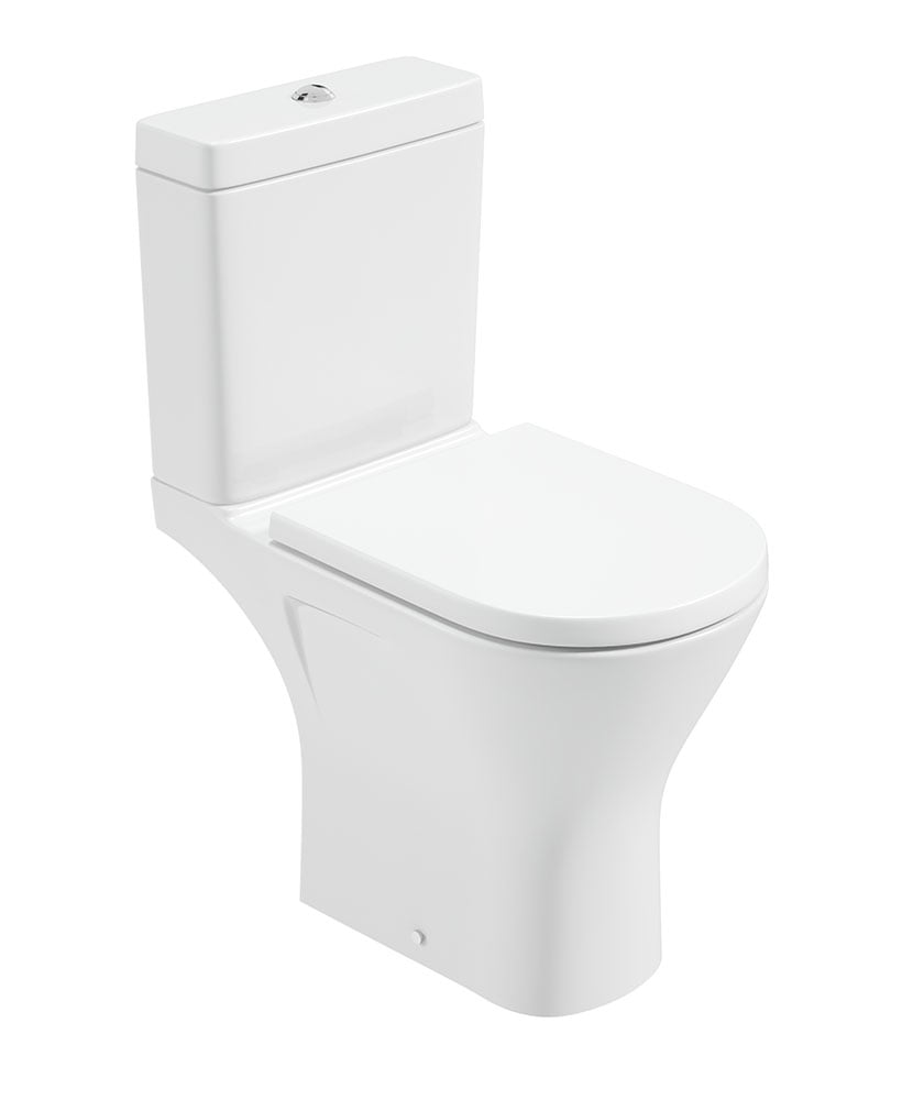 SCALA Rimless Comfort Height Open Back Close Coupled WC & Delta Soft Close Seat