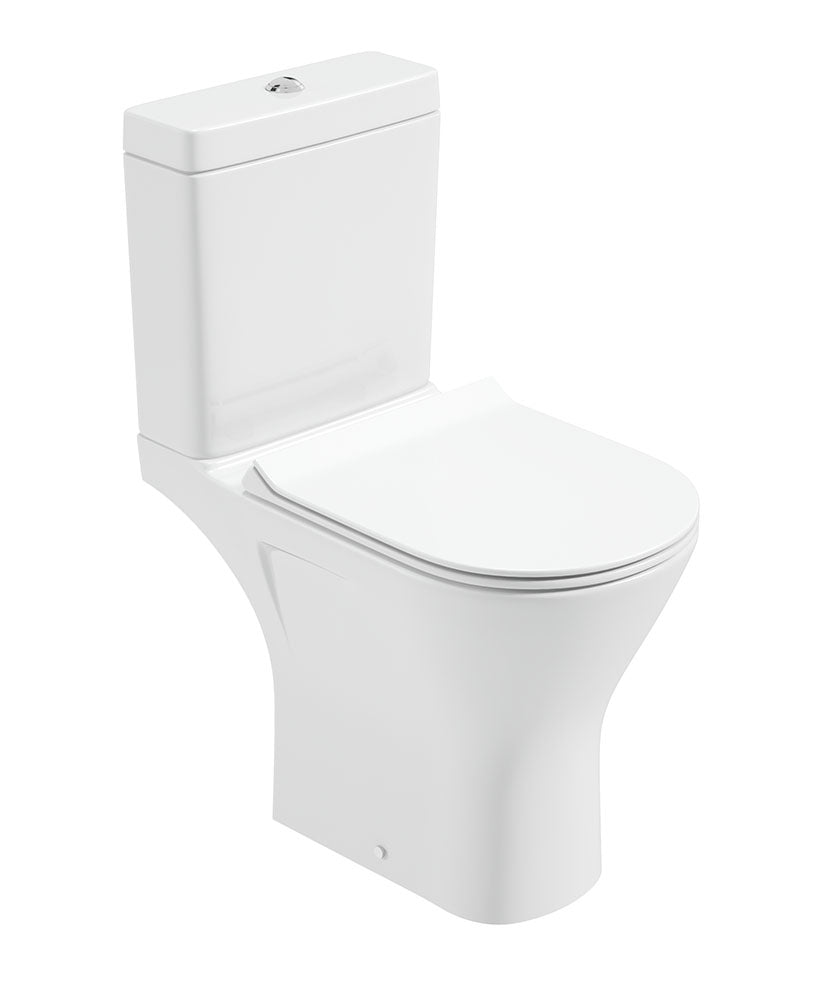 SCALA Rimless Comfort Height Open Back Close Coupled WC & Delta Slim Soft Close Seat