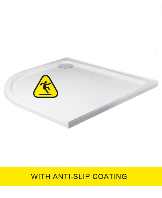 LOW PROFILE Offset Quadrant Left Hand Anti Slip No Upstand Shower Tray White