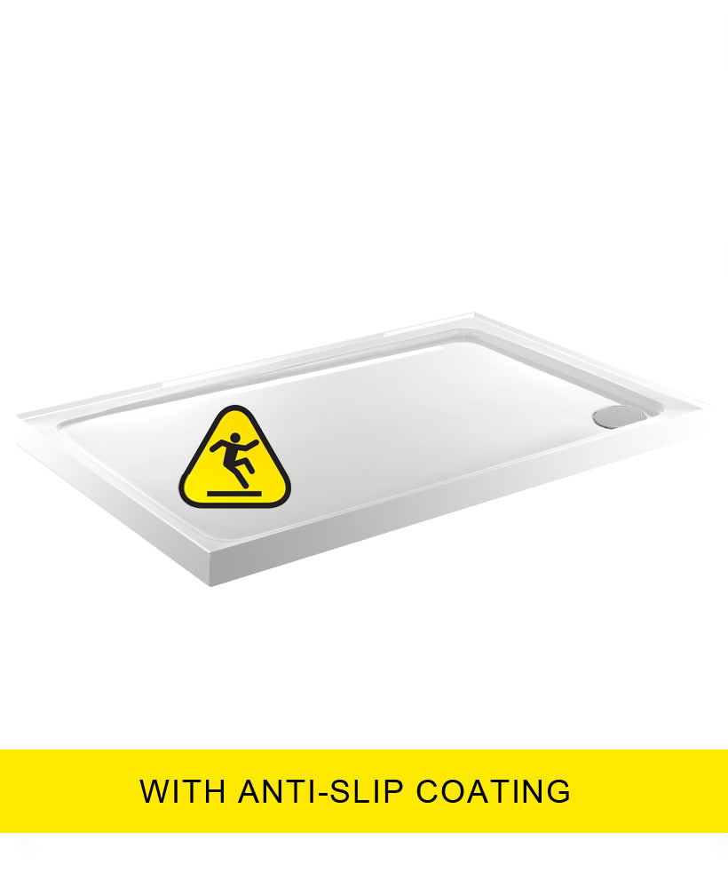 LOW PROFILE Rectangle Anti Slip 4 Upstand Shower Tray White