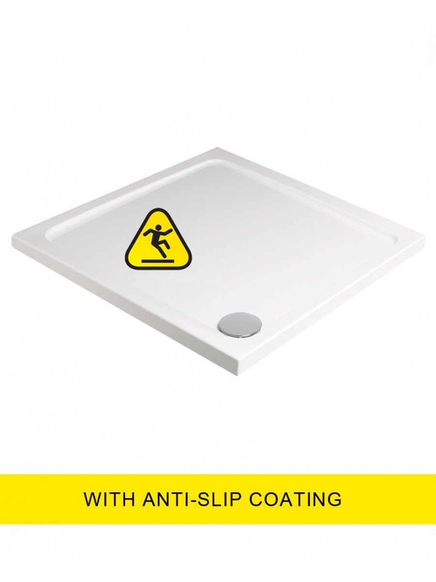 LOW PROFILE Square Anti Slip No Upstand Shower Tray White