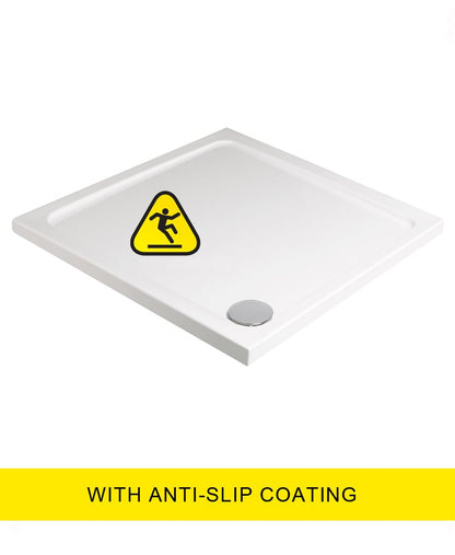 LOW PROFILE Square Anti Slip No Upstand Shower Tray White