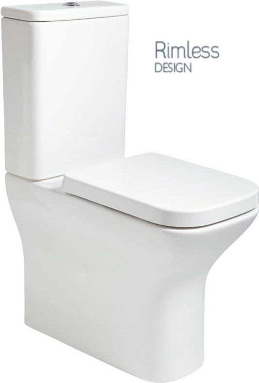 SOPHIA Rimless Comfort Height Fully Shrouded Close Coupled WC & Gamma Soft Close Seat