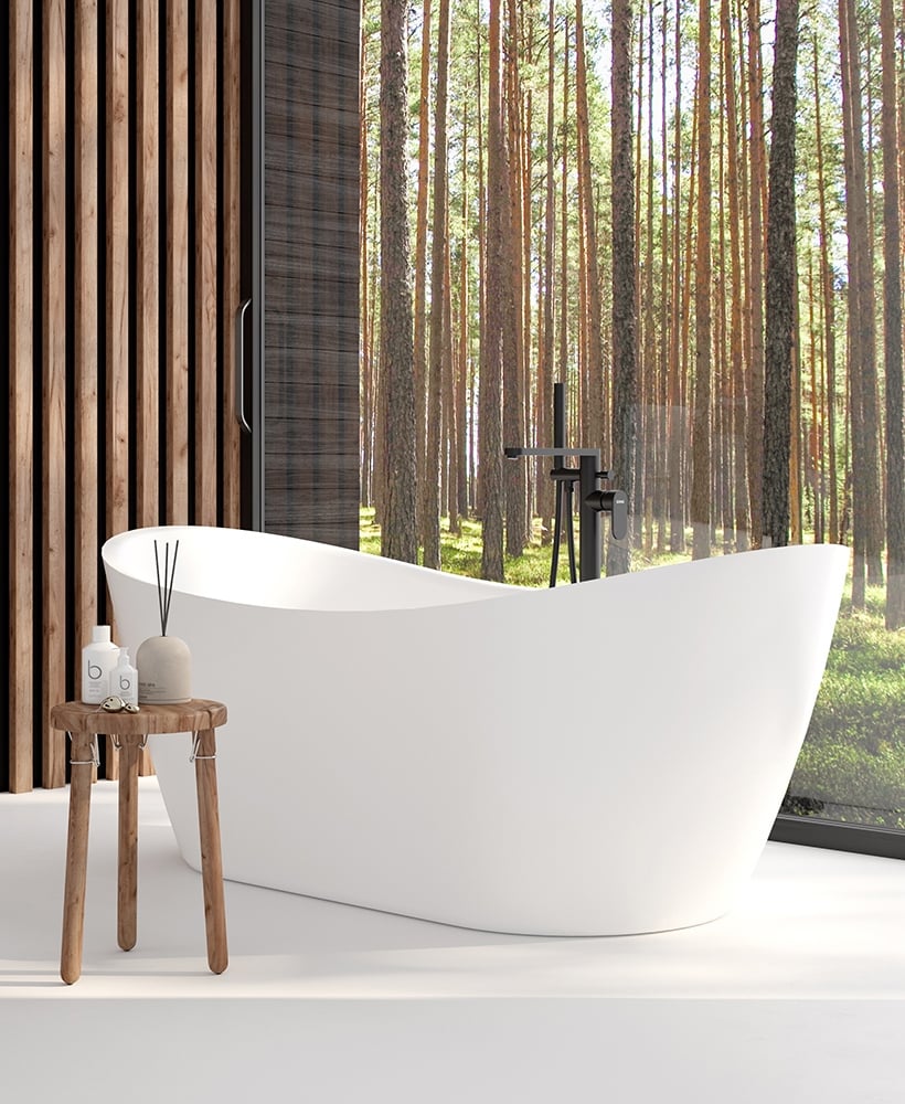 LYRA Freestanding Bath white including Waste and Overflow