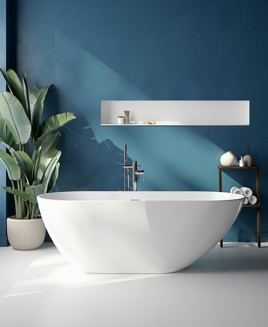 ABYSS Freestanding Bath white including Waste and Overflow