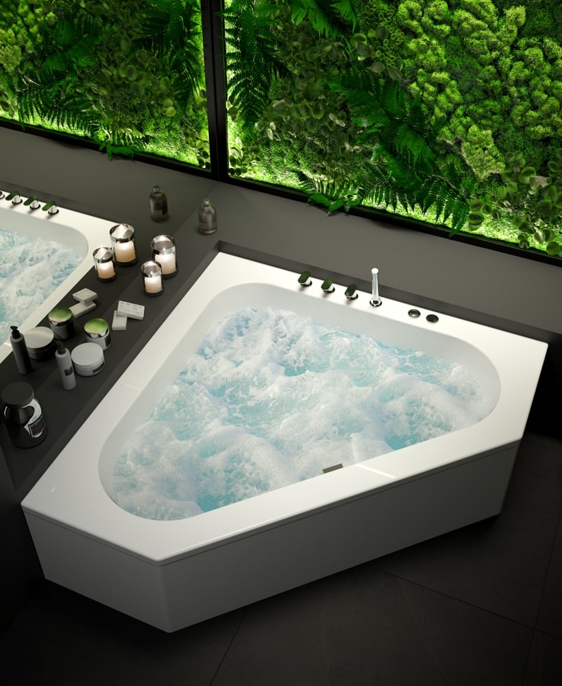 CONCERTO 1400 Corner 12 Jet Whirlpool Bath & Panel