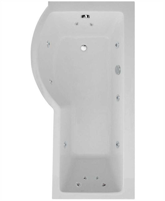 P SHAPE Left Hand Single Ended 12 Jet Whirlpool Bath & Panel