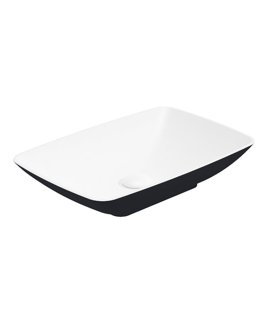 SKAL Rectangle Wash Basin White Black & Waste