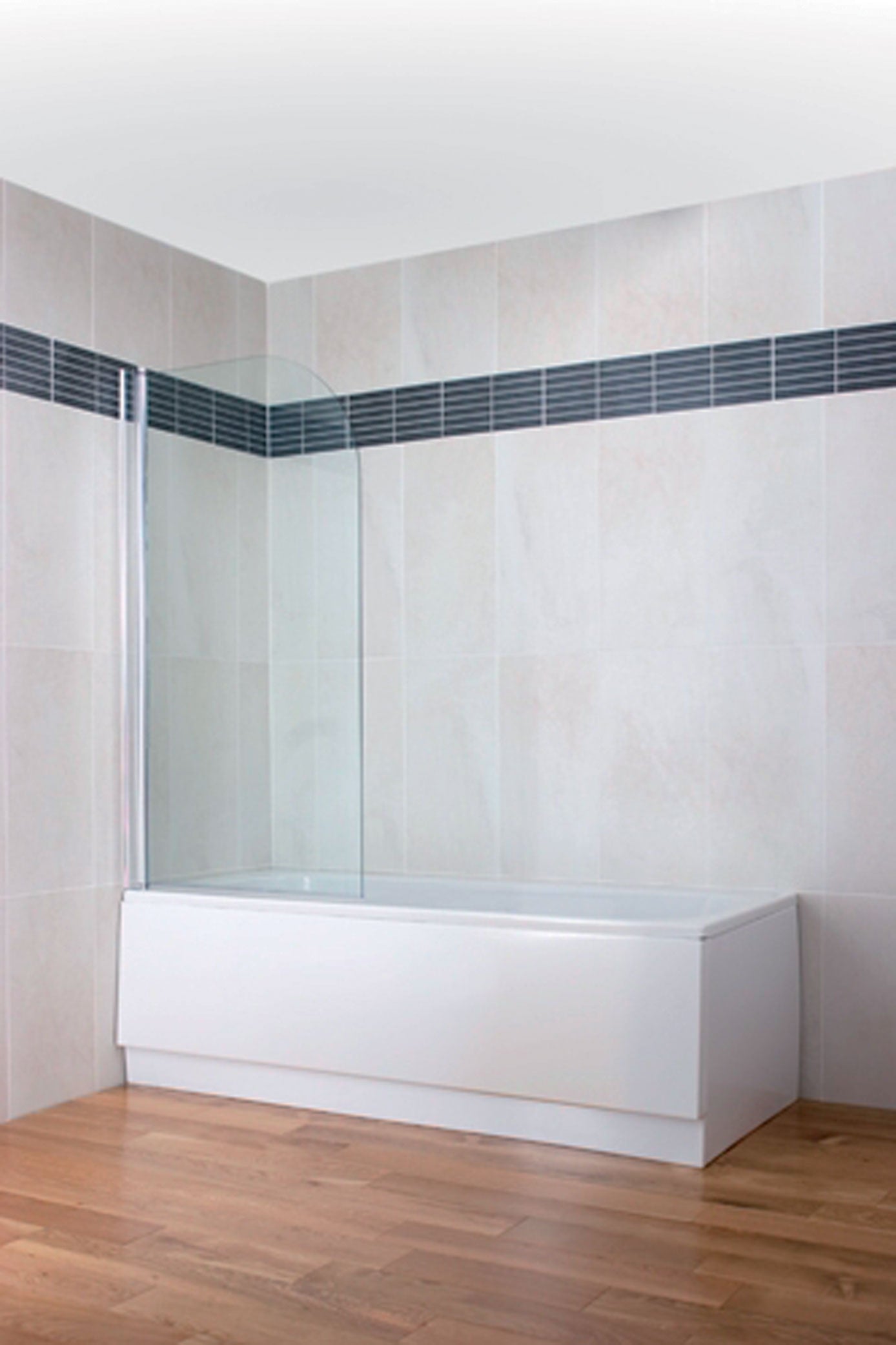 Curved Top Bath Screen  Silver