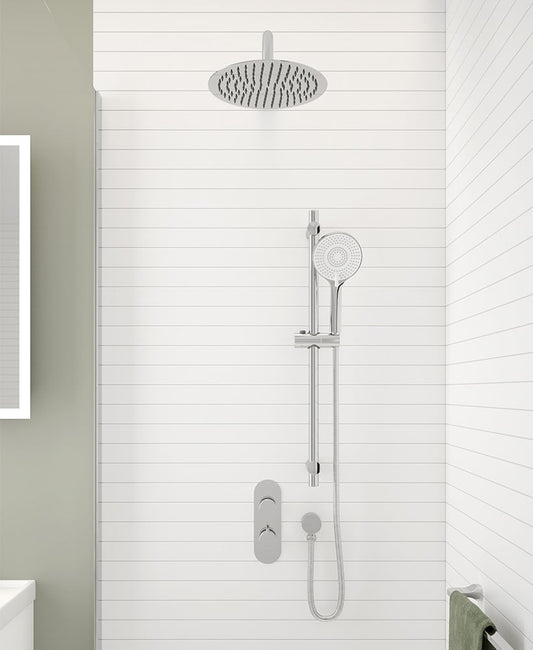 ALITA Knurled Shower Set 1 & Ceiling Mounted Fixed Head