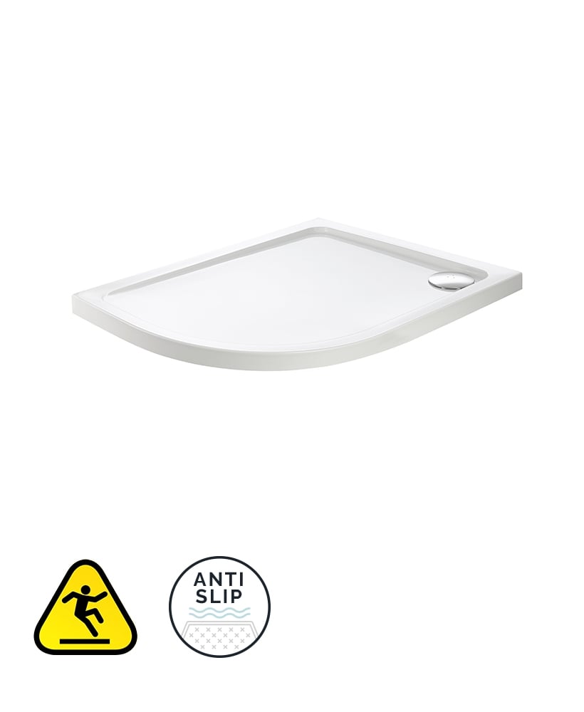 KRISTAL SECURE Offset Quadrant LH Low Profile Anti Slip Class C Shower Tray & Waste