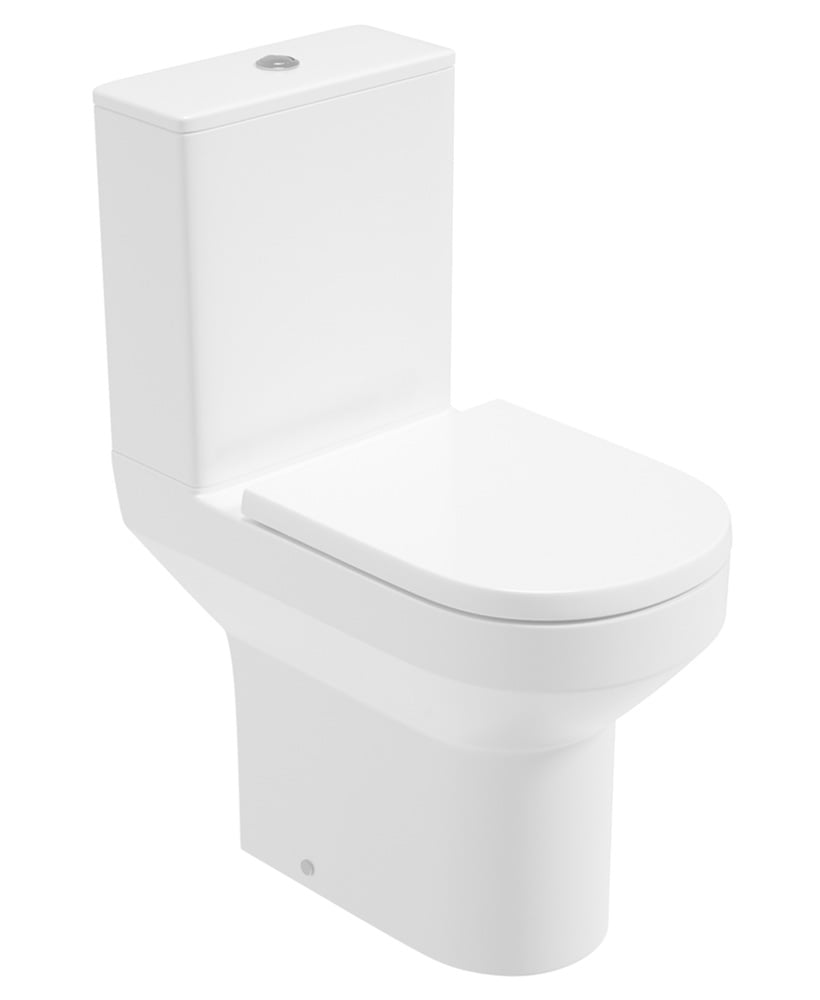 Base Rimless Comfort Height Open Back Close Coupled WC & Soft Close Seat Seat