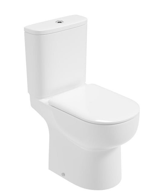 VIA Rimless Comfort Height Open Back Closed Coupled WC & Sequence Soft Close Seat