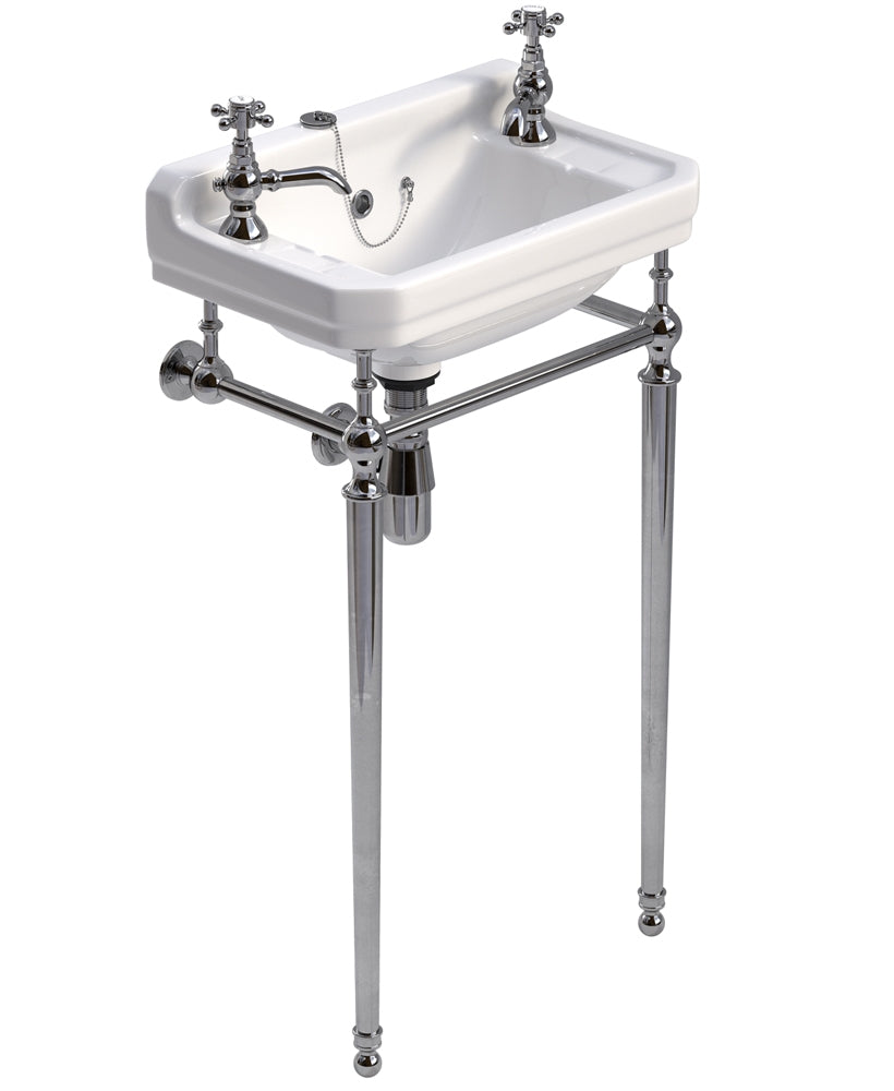 WESTBURY 2 Tap Hole Wash Basin & Washstand Chrome