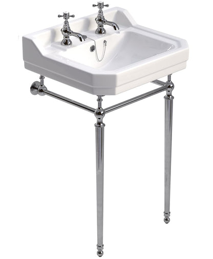 WESTBURY 2 Tap Hole Wash Basin & Washstand Chrome