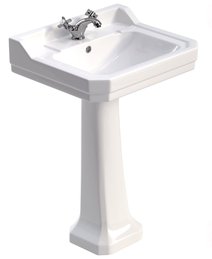 WESTBURY 61cm 1 Tap Hole Wash Basin & Full Pedestal