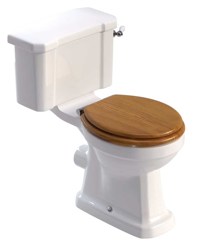 WESTBURY Close Coupled Lever Cistern WC & MDF Soft Close Seat Oak